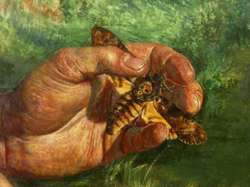 William Holman Hunt's Death's Head Moth in The Hireling Shepherd. 