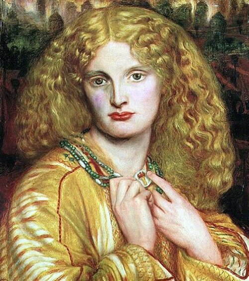 Annie Miller as Helen of Troy. Painted by Dante Gabriel Rossetti.