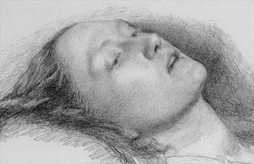 Study of Elizabeth Siddal for the head of Ophelia by Millais.