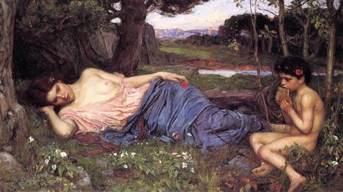 'Listening to My Sweet Pipings', John William Waterhouse