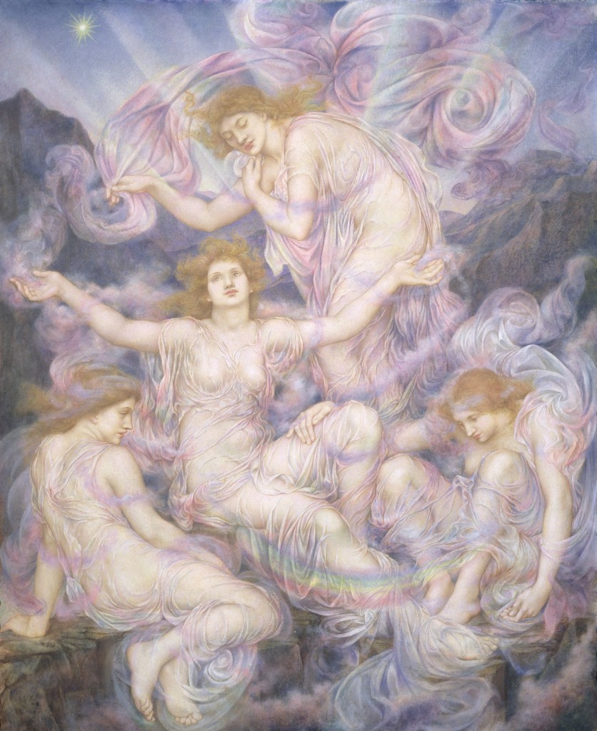 WDM204745 Daughters of the Mist (oil on canvas); by Morgan, Evelyn De (1855-1919); 98x45 cm; © The De Morgan Centre, London; English, out of copyright