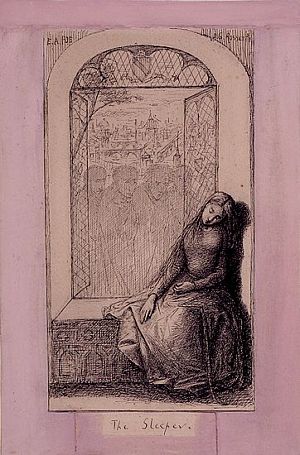 Illustration for Poe's 'The Sleeper', Dante Gabriel Rossetti