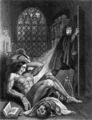 Theodore von Holst's illustration for the frontispiece of 'Frankenstein'