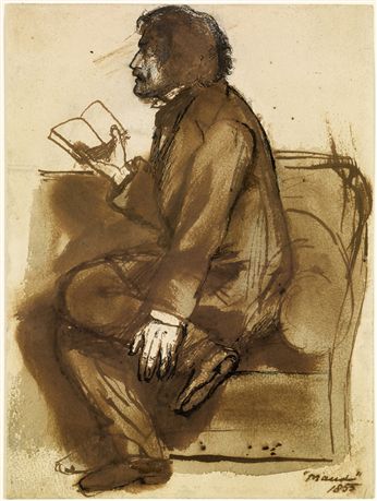 Sketch of Tennyson reading Maud by Dante Gabriel Rossetti