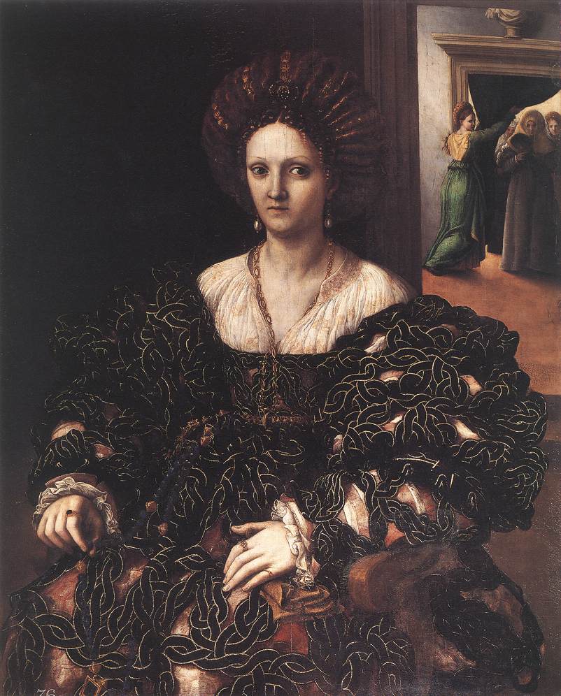 Portrait of a woman, usually identified as Isabella d'Este by Giulio Romano