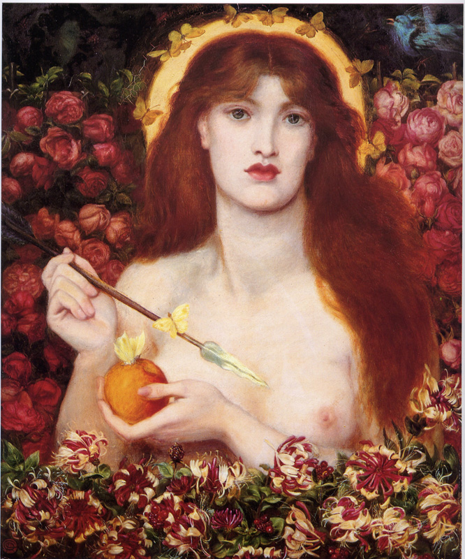 'Venus Verticordia', Dante Gabriel Rossetti. This is the painting DGR was working on during Allingham's visit. The model for this piece was Alexa Wilding, who appears in may Rossetti works, including The Blessed Damozel.