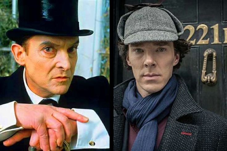 Jeremy Brett (left) and Benedict Cumberbatch (right) as Sherlock Holmes