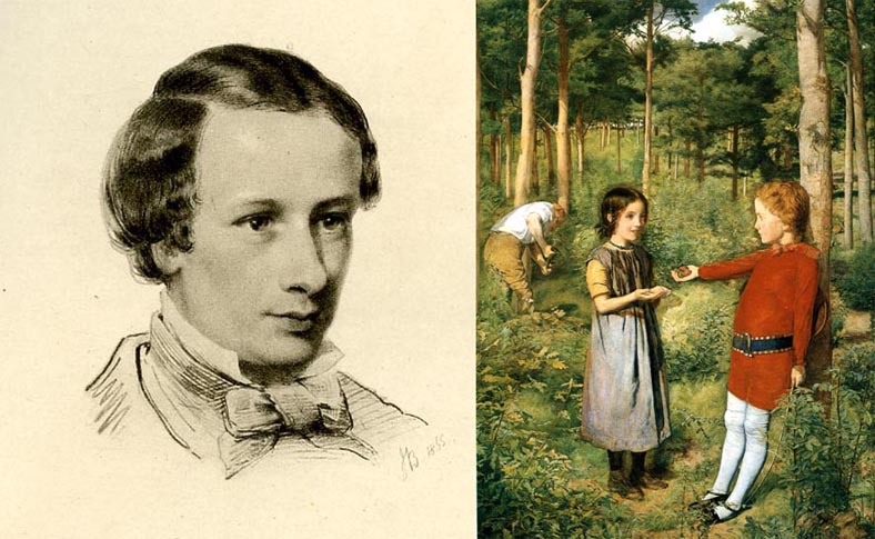 Left: Drawing of Coventry Patmore, 1855, by John Brett. Right: Patmore was no stranger to the Pre-Raphaelites. In 1850-1, Millais painted The Woodsman's Daughter, based on Patmore's poem