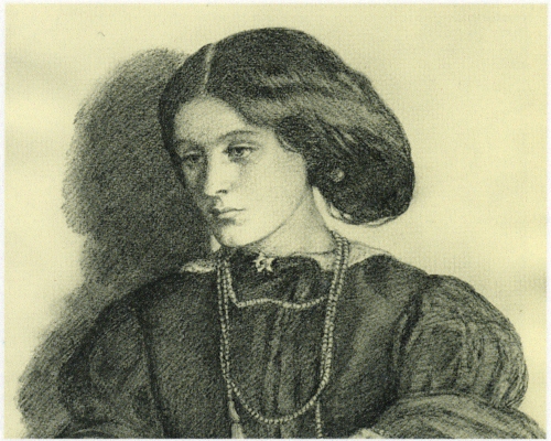 Drawing of Georgiana by Dante Gabriel Rossetti, at the time of her engagement.