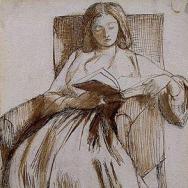 Elizabeth Siddal reading, drawn by Dante Gabriel Rossetti. 